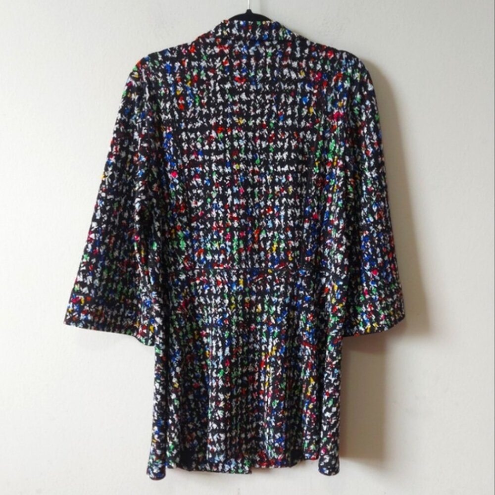 Eva Varro Women Multicolor Cardigan Size XL Long Line One Button 3/4 Sleeves - Picture 2 of 9